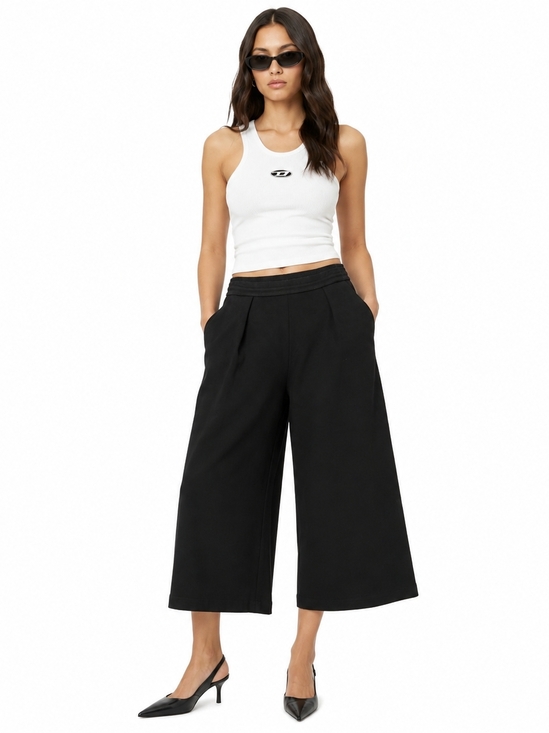Diesel Pants - Diesel XS Ultra Wide Leg Cropped Pants Chic Flowy Culottes | Elastic Waist Black